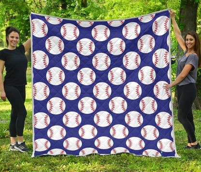Baseball Blue Background Premium Quilt-JTAMIGO.COM