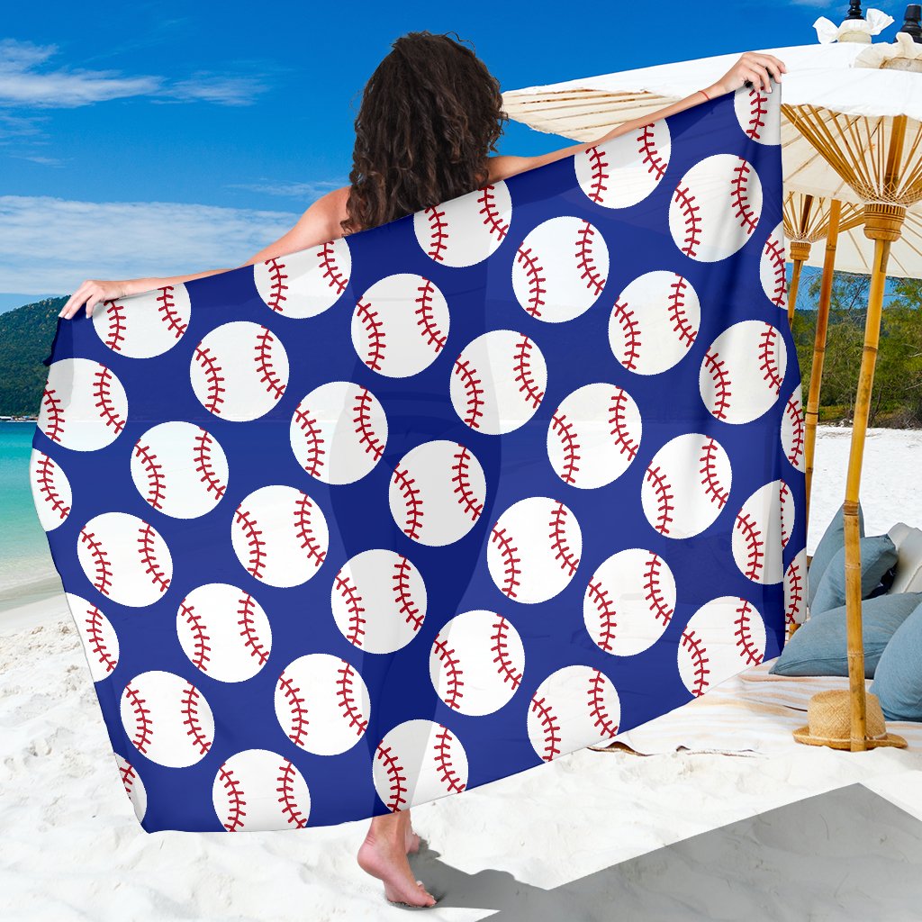 Baseball Blue Background Sarong Pareo Wrap