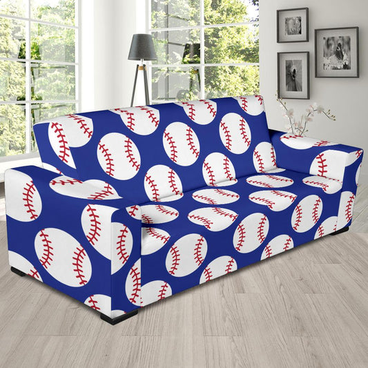 Baseball Blue Background Sofa Slipcover-JTAMIGO.COM