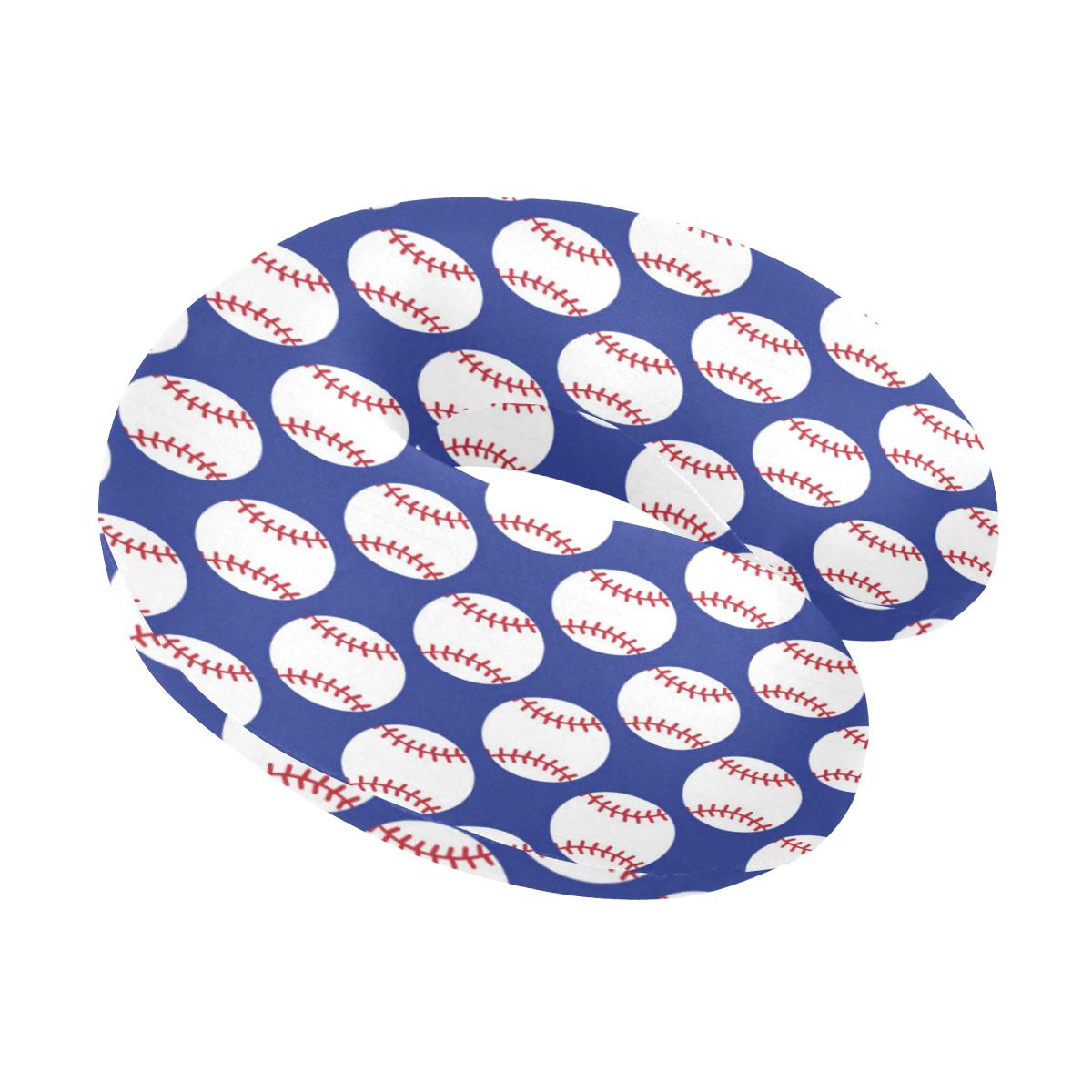 Baseball Blue Background U-Shaped Travel Neck Pillow-JTAMIGO.COM