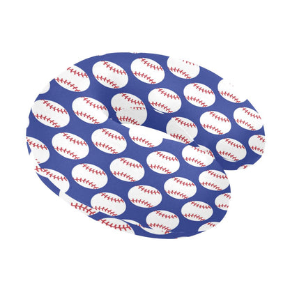 Baseball Blue Background U-Shaped Travel Neck Pillow-JTAMIGO.COM