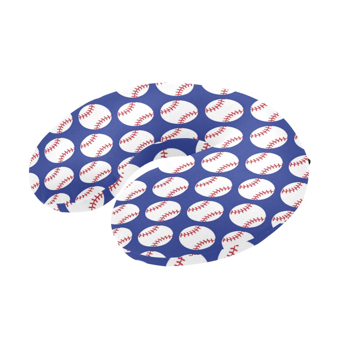 Baseball Blue Background U-Shaped Travel Neck Pillow-JTAMIGO.COM