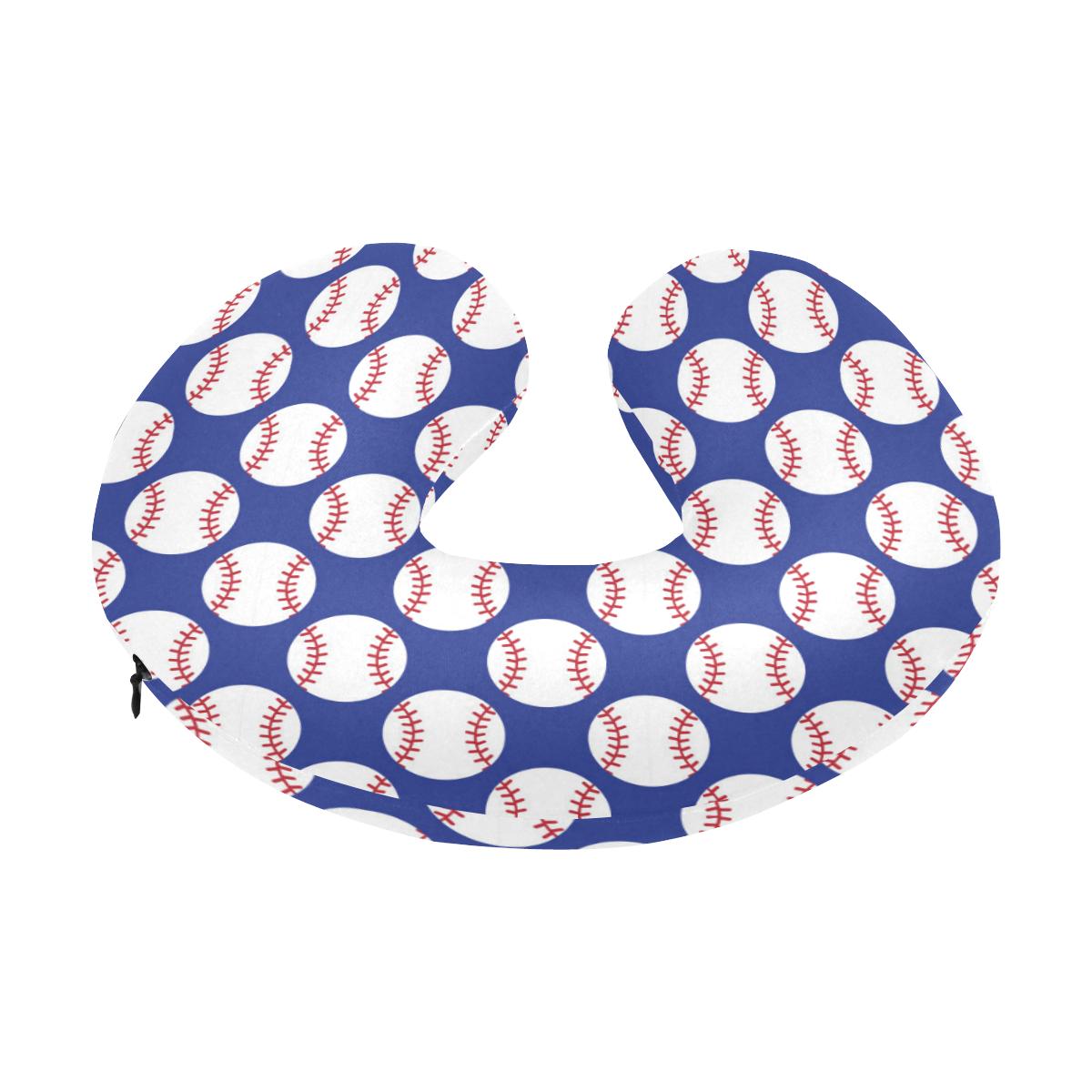 Baseball Blue Background U-Shaped Travel Neck Pillow-JTAMIGO.COM