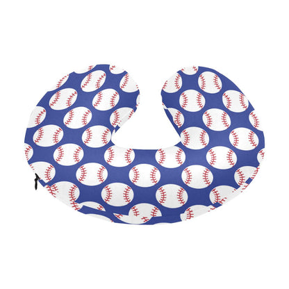 Baseball Blue Background U-Shaped Travel Neck Pillow-JTAMIGO.COM
