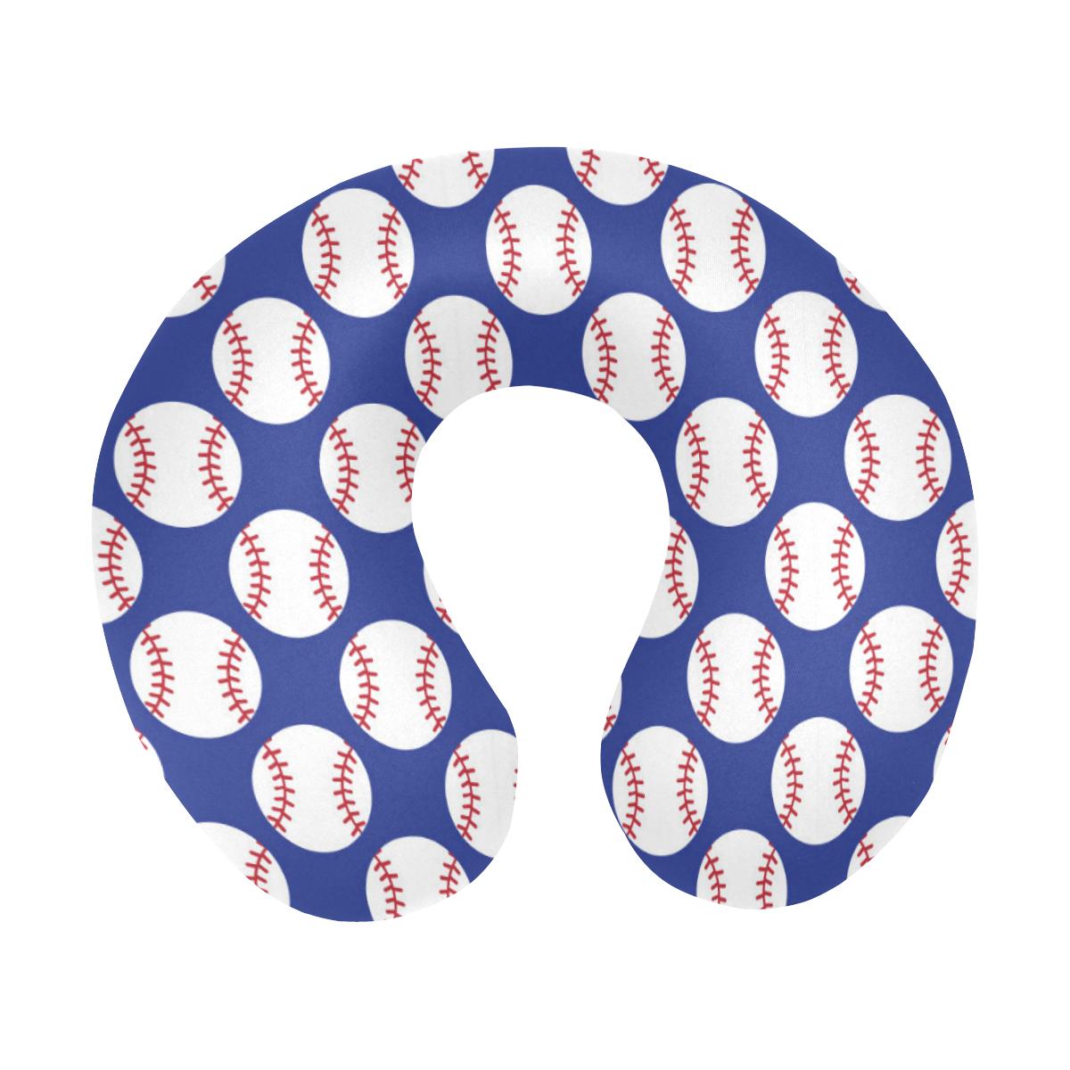 Baseball Blue Background U-Shaped Travel Neck Pillow-JTAMIGO.COM