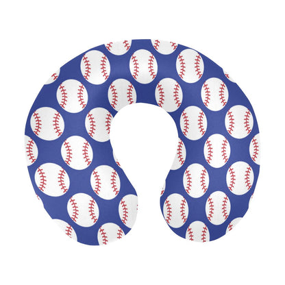 Baseball Blue Background U-Shaped Travel Neck Pillow-JTAMIGO.COM