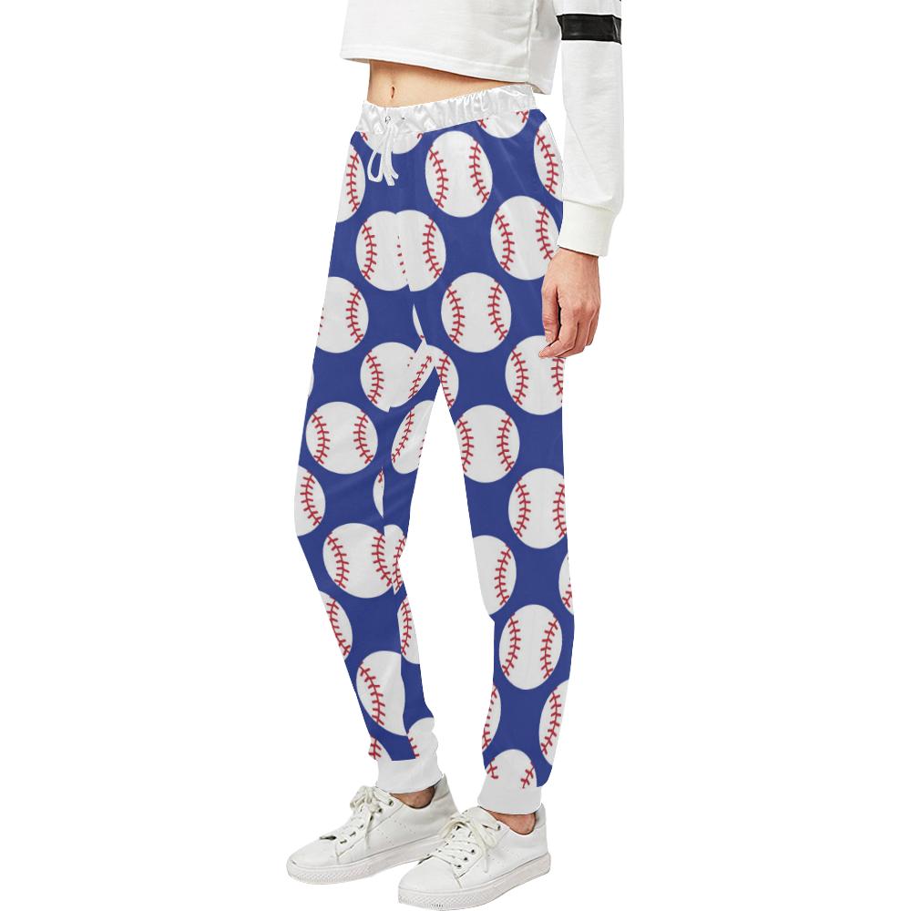 Baseball Blue Background Unisex Casual Sweatpants (Model L11)-JTAMIGO.COM
