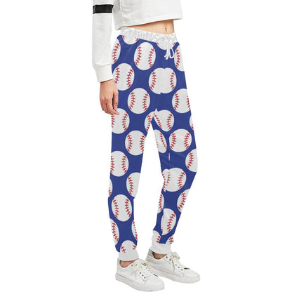 Baseball Blue Background Unisex Casual Sweatpants (Model L11)-JTAMIGO.COM