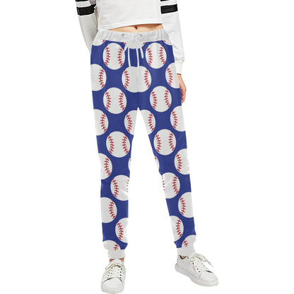 Baseball Blue Background Unisex Casual Sweatpants (Model L11)-JTAMIGO.COM