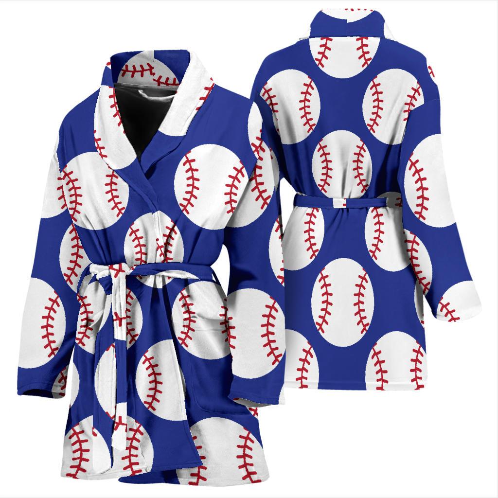 Baseball Blue Background Women Bath Robe-JTAMIGO.COM