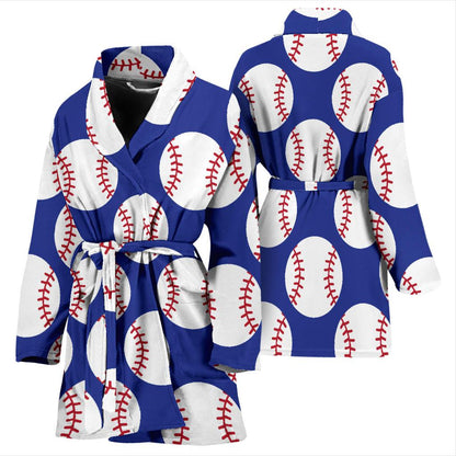 Baseball Blue Background Women Bath Robe-JTAMIGO.COM