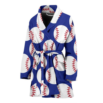 Baseball Blue Background Women Bath Robe-JTAMIGO.COM