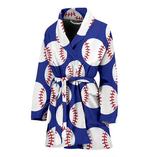 Baseball Blue Background Women Bath Robe-JTAMIGO.COM
