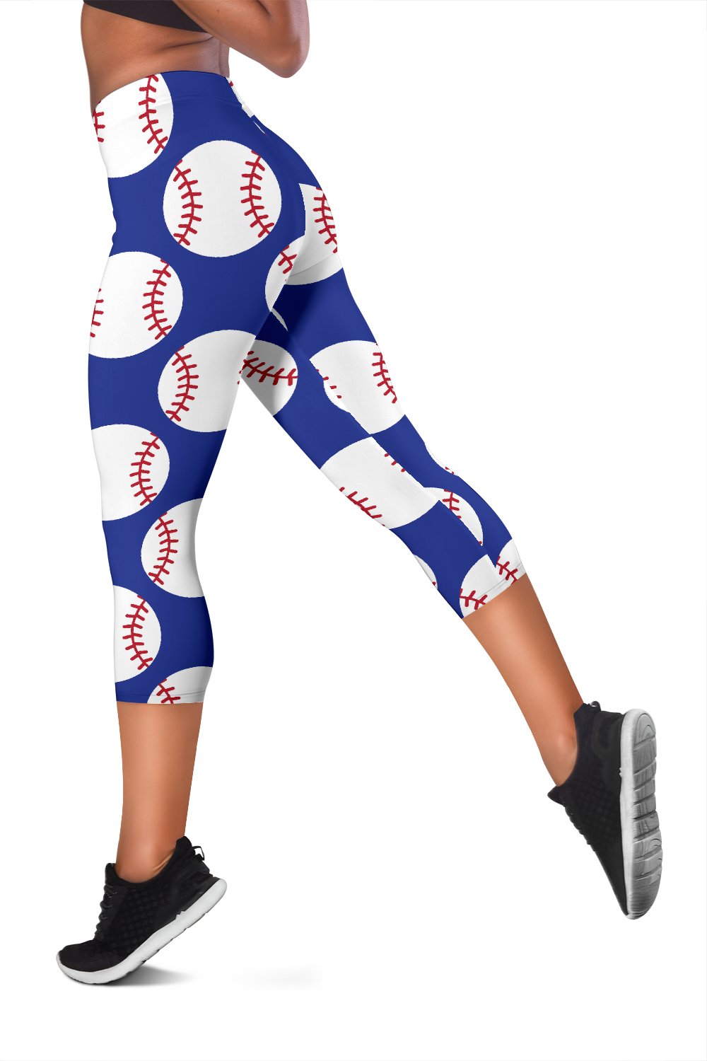 Baseball Blue Background Women Capris