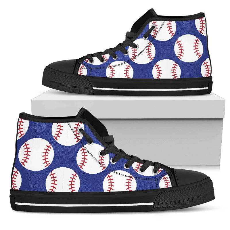 Baseball Blue Background Women High Top Shoes