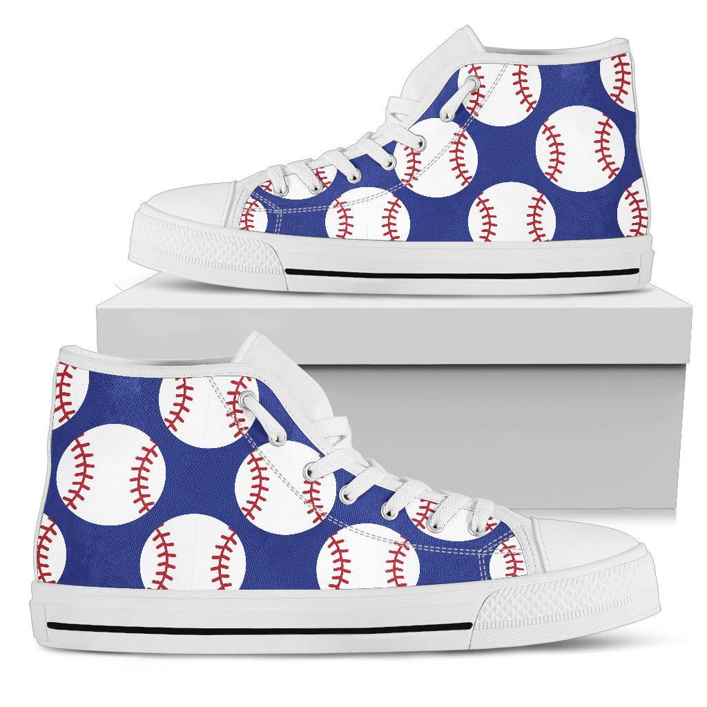 Baseball Blue Background Women High Top Shoes