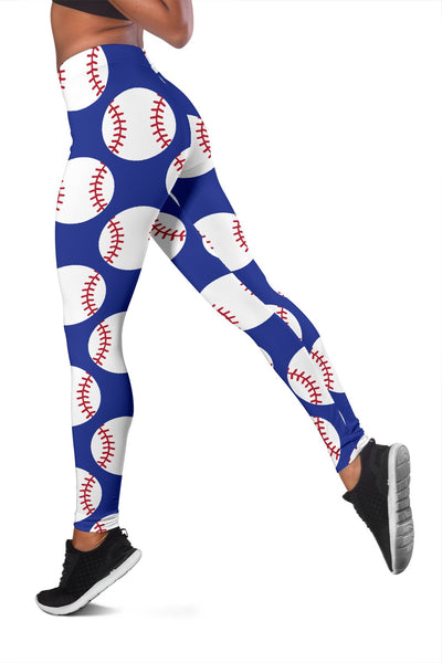 Baseball Blue Background Women Leggings