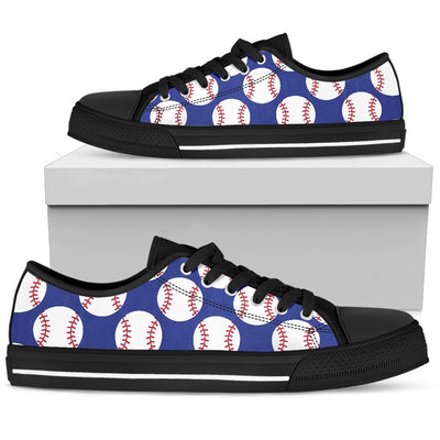 Baseball Blue Background Women Low Top Shoes
