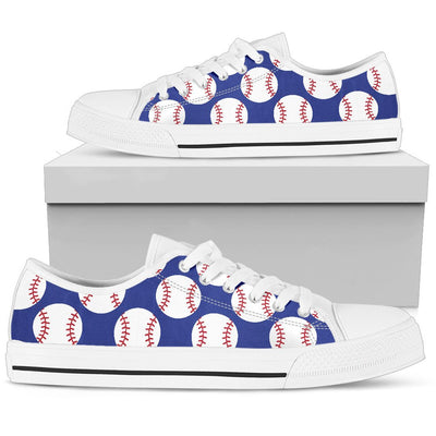 Baseball Blue Background Women Low Top Shoes