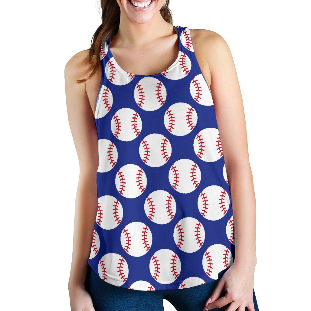 Baseball Blue Background Women Racerback Tank Top