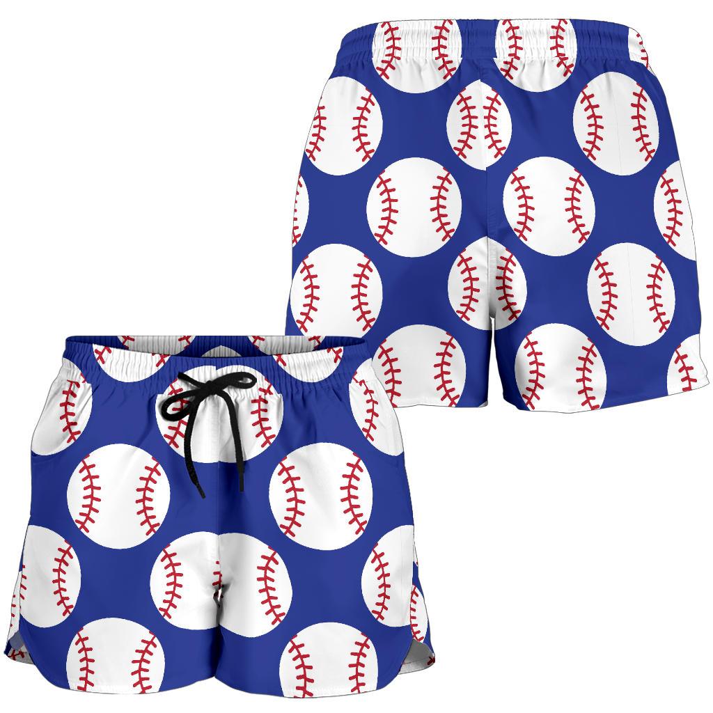 Baseball Blue Background Women Shorts-JTAMIGO.COM