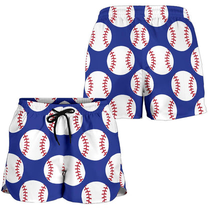 Baseball Blue Background Women Shorts-JTAMIGO.COM