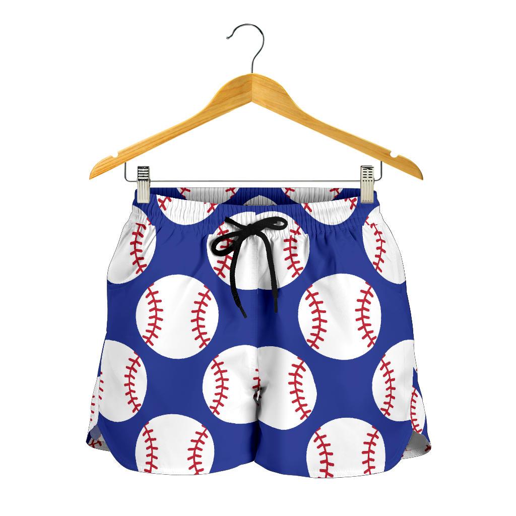 Baseball Blue Background Women Shorts-JTAMIGO.COM