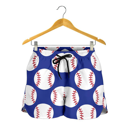 Baseball Blue Background Women Shorts-JTAMIGO.COM