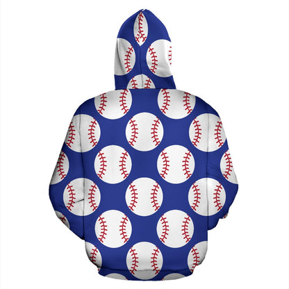 Baseball Blue Background Zip Up Hoodie