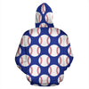 Baseball Blue Background Zip Up Hoodie