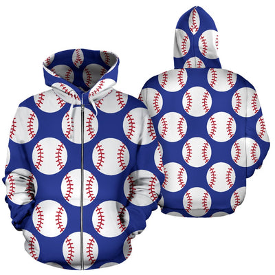 Baseball Blue Background Zip Up Hoodie