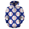 Baseball Blue Background Zip Up Hoodie