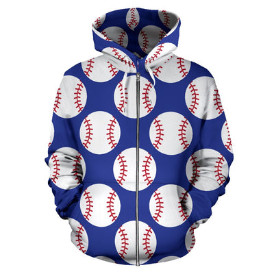 Baseball Blue Background Zip Up Hoodie