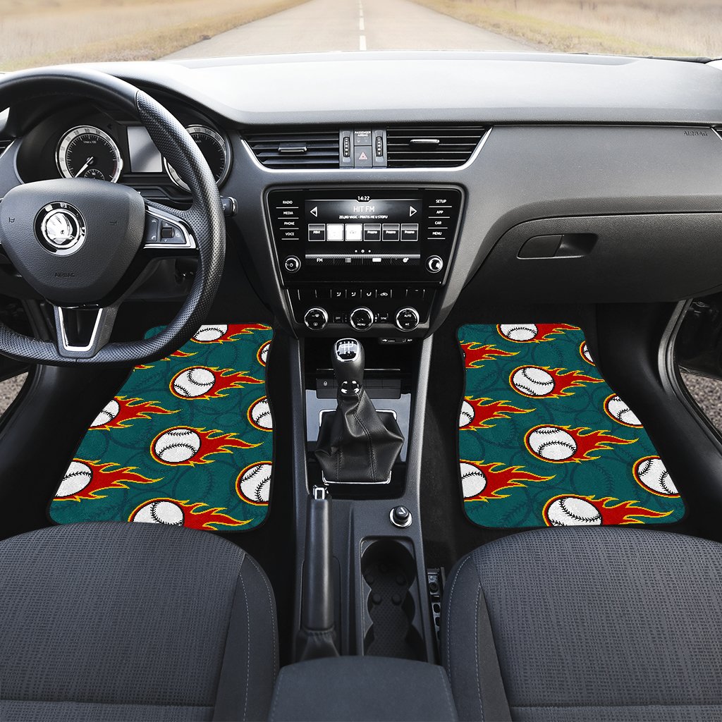 Baseball Fire Print Pattern Car Floor Mats