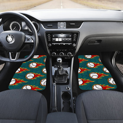 Baseball Fire Print Pattern Car Floor Mats