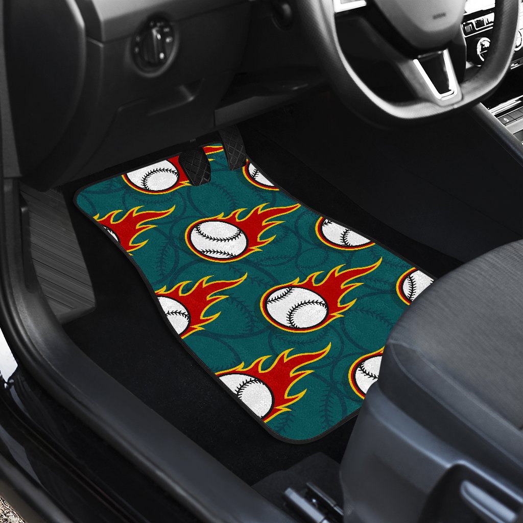 Baseball Fire Print Pattern Car Floor Mats