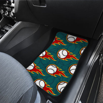 Baseball Fire Print Pattern Car Floor Mats
