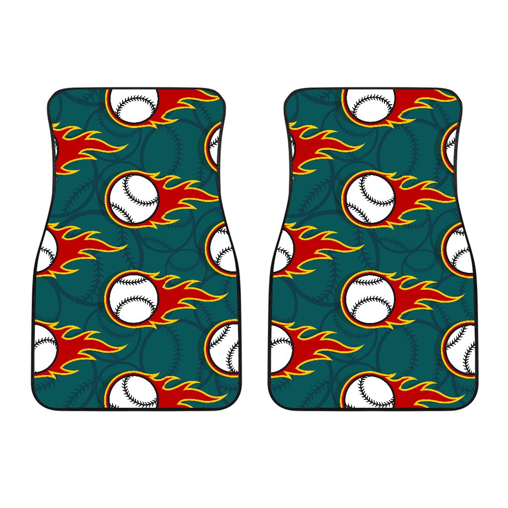 Baseball Fire Print Pattern Car Floor Mats