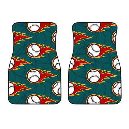 Baseball Fire Print Pattern Car Floor Mats