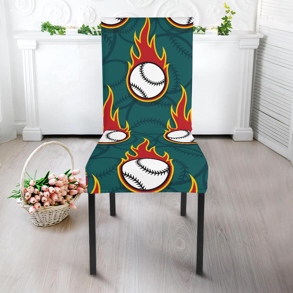 Baseball Fire Print Pattern Dinning Chair Slipper-JTAMIGO.COM