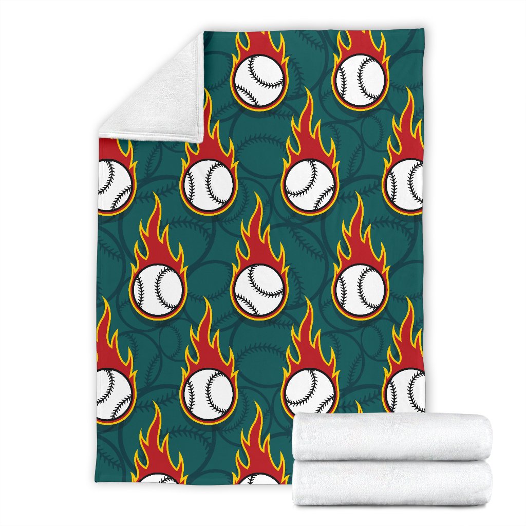 Baseball Fire Print Pattern Fleece Blanket