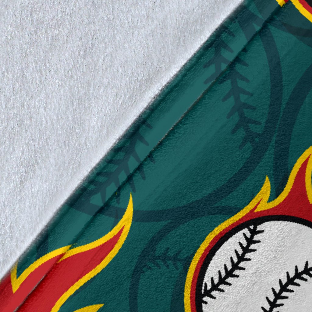 Baseball Fire Print Pattern Fleece Blanket