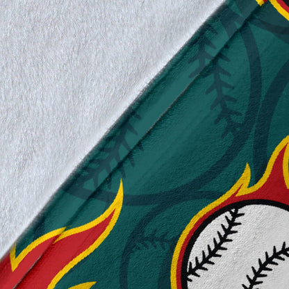 Baseball Fire Print Pattern Fleece Blanket