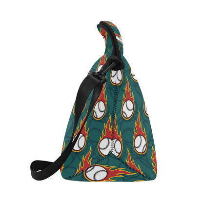 Baseball Fire Print Pattern Neoprene Lunch Bag (Model 1669)(Large)-JTAMIGO.COM