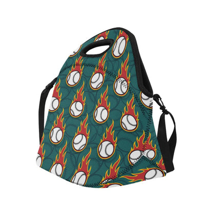 Baseball Fire Print Pattern Neoprene Lunch Bag (Model 1669)(Large)-JTAMIGO.COM