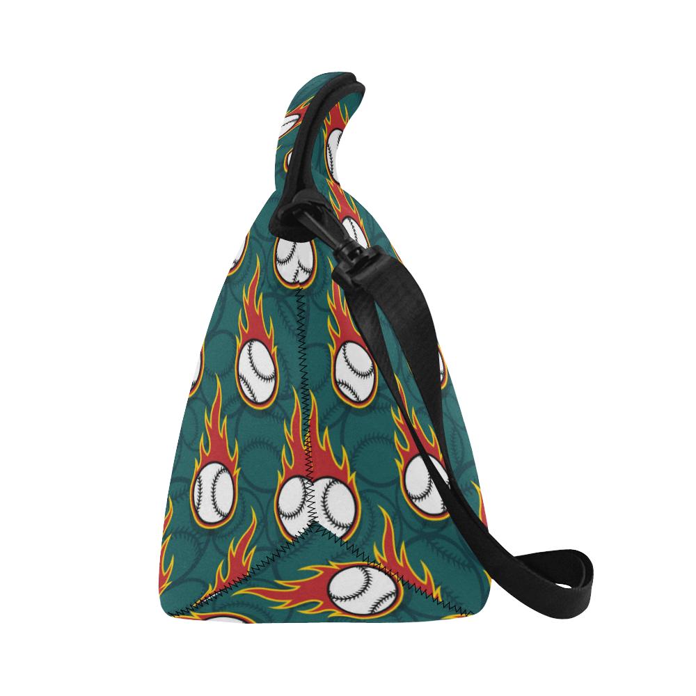 Baseball Fire Print Pattern Neoprene Lunch Bag (Model 1669)(Large)-JTAMIGO.COM