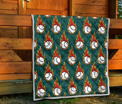 Baseball Fire Print Pattern Premium Quilt-JTAMIGO.COM