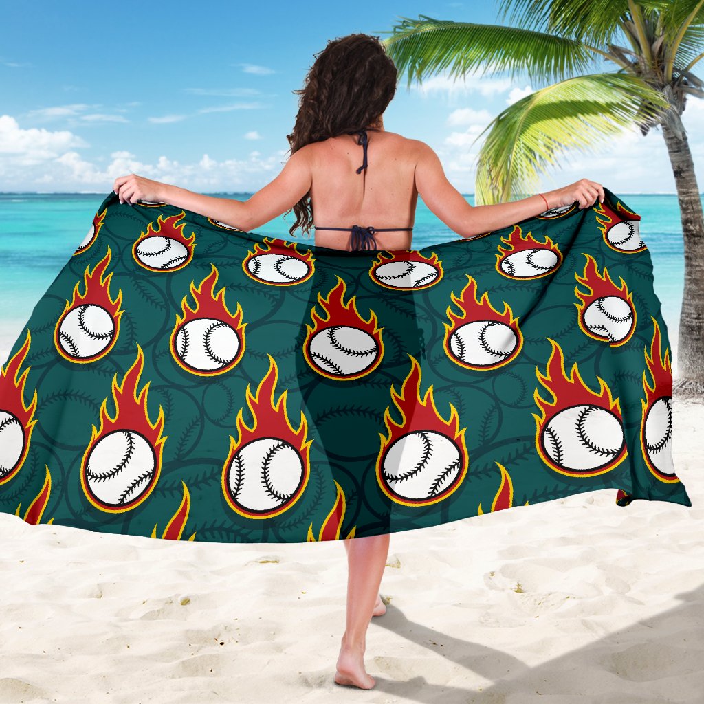 Baseball Fire Print Pattern Sarong Pareo Wrap