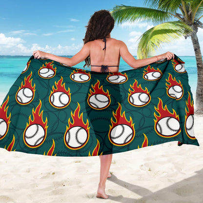 Baseball Fire Print Pattern Sarong Pareo Wrap