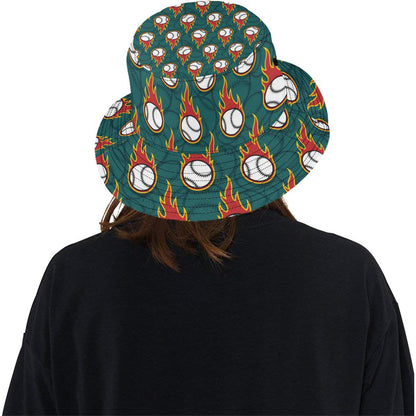 Baseball Fire Print Pattern Unisex Bucket Hat